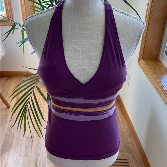 Lululamon Purple Halter Top with Striped Detail - Picture 1 of 8
